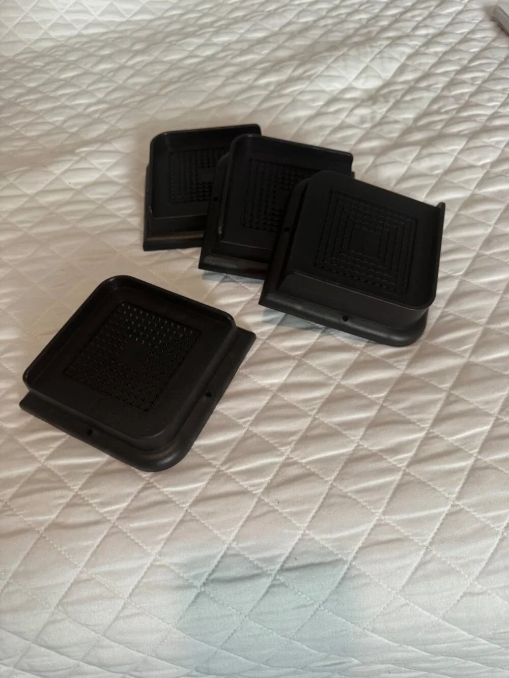 Black Plastic Furniture Leg Protector Risers Set of 4